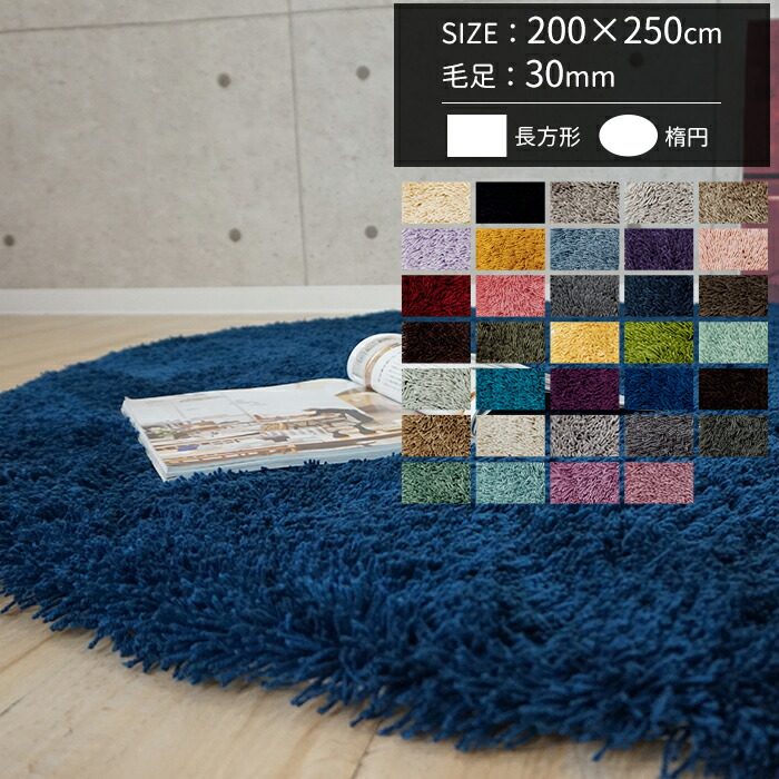 [ポイント5倍×20日限定]ラグ オーダーメイド 200×250cm 毛足30mm 長方形 楕円 約3畳 絨毯 厚手 冬用 夏用 ホットカーペット対応 オーダーメイド オーダーラグ おしゃれ 日本製 無地 シンプル おしゃれ シャギー ラグカーペット マイン Plane メーカー直送品 JQ