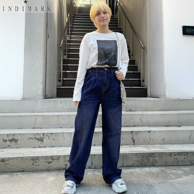 全品+10倍♪【最大47.5倍×マラソン限定クーポン】ショップ袋おまけ付【INDIMARK インディマーク】センタープレス ワイドデニム インディゴ WJ208 「神デニム」※サイズ交換OK【送料無料】正規品|selectshop PROLOGUE