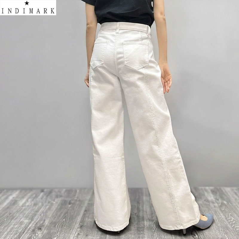全品+10倍♪【最大47.5倍&times;マラソン限定クーポン】INDIMARK バック切替 ワイドデニム ホワイト※サイズ交換OK WJ239｜selectshop PROLOGUE 10,617円