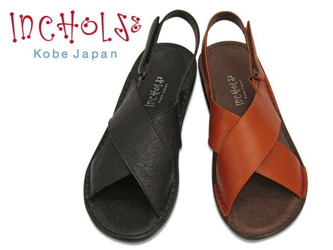 【INCHOLJE-インコルジェ-】ナチュラルクロスフラットサンダル☆No.88691☆本革☆日本製 40代 50代 60代