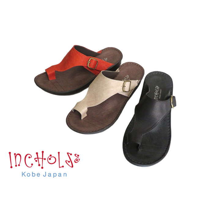【5と0が付く日はポイント2倍】【INCHOLJE-インコルジェ-】トングベルトフラットサンダル☆No.8890☆本革☆日本製 40代 50代 60代｜神戸の靴 インコルジェ