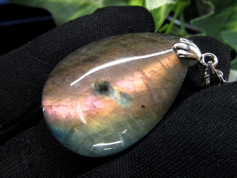 天然石ネックレス　ラブラドライト　紫シラー　強シラー　SV925刻印 天然石ネックレス ラブラドライト 紫シラー 強シラー SV925刻印