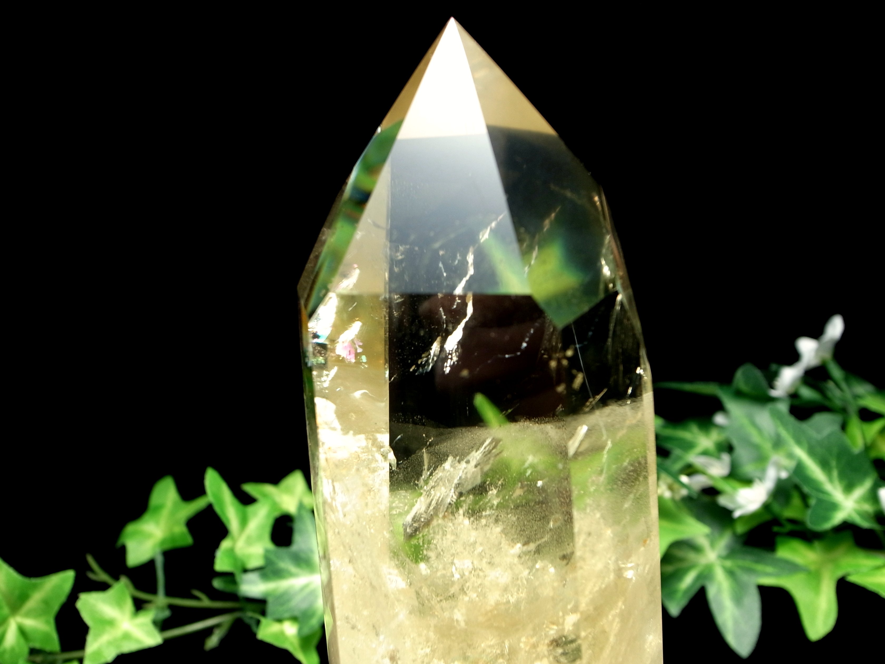 【天然石】シトリン￼ ポイント★透明度抜群 5A 超透明シトリン ポイント 重さ約70g-80g 六角柱 ポイント 黄