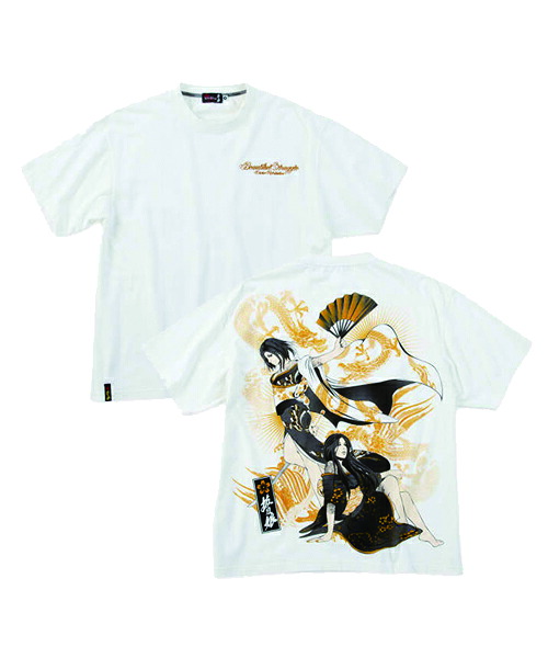 【大きいサイズ】葵&妃那 龍ノ舞踏半袖Tシャツ【絡繰魂抜刀娘(からくりたましいばっとうむすめ)】メンズ 3L/4L/5L/6L 和柄 刺繍 からくりだましい 抜刀娘(ばっとうむすめ) 和柄スタイル 和 日本 ビッグサイズ｜スポーツのことなら何でもサンシン