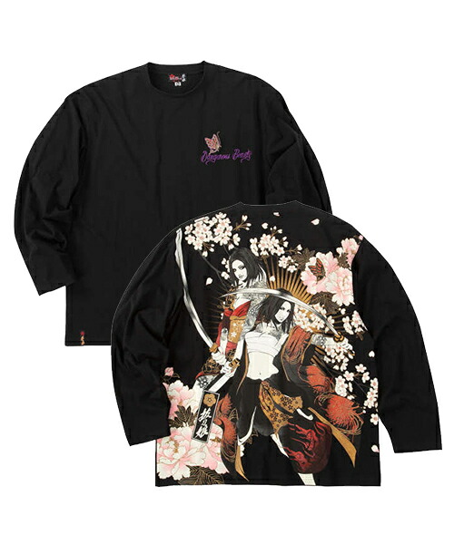 【大きいサイズ】凛&葵長袖Tシャツ【絡繰魂抜刀娘(からくりたましいばっとうむすめ)】メンズ 3L/4L/5L/6L 和柄 刺繍 からくりだましい 和柄スタイル 和 日本 ビッグサイズ