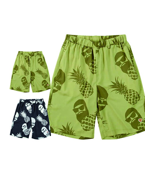 【大きいサイズ】PINEAPPLE OJI柄アロハショーツ【FUN for modemdesign(モデムデザイン)】メンズ 3L/4L/5L/6L/8L ビッグサイズ