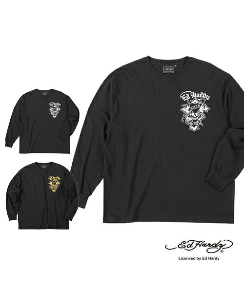【大きいサイズ】天竺プリント長袖Tシャツ【ED HARDY(エドハーディ)】メンズ 3L/4L/5L/6L ビッグサイズ 6,315円