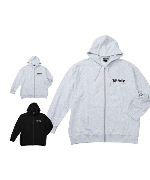 【途轍も無い大いさ】フルジップパーカー【THRASHER(スラッシャー)】メンズ 3L/4L/5L/6L/8L ビッグ大いさ カンガルー衣嚢 パーカー-トップス-メンズファッション