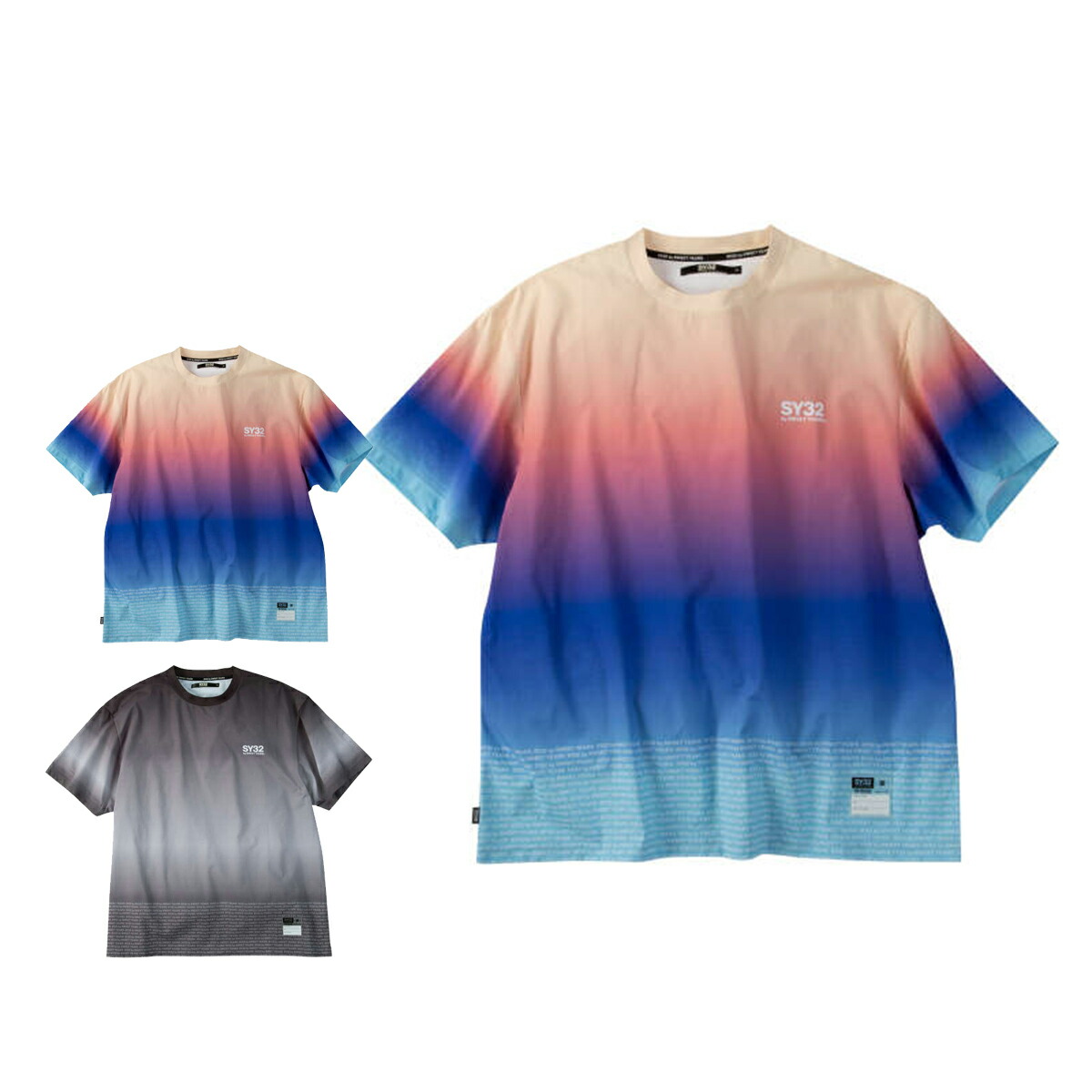 【大きいサイズ】グラデーションロゴ半袖Tシャツ【SY32 by SWEET YEARS(エスワイサーティトゥバイスィートイヤーズ)】 メンズ 3L/4L/5L/6L ビッグサイズ