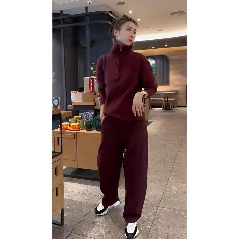 レディース 秋冬 カジュアル スポーツ セット 暖か フリース スウェット ワイドレッグパンツ 普段使い ストレッチ 素材 快適 フィット