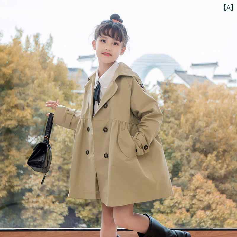 キッズ おしゃれな コート 女の子 ウインドブレーカー 春秋 子供服 子供 ミドル丈 英国 コート 年長の 子供の な 秋服