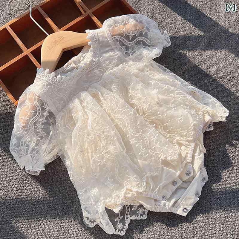 ベビー 靴下 カジュアル ベビー 服 夏用 スーツ 女の子 生後 100日 ドレス プリンセス ボディスーツ ロンパース ソフト レース