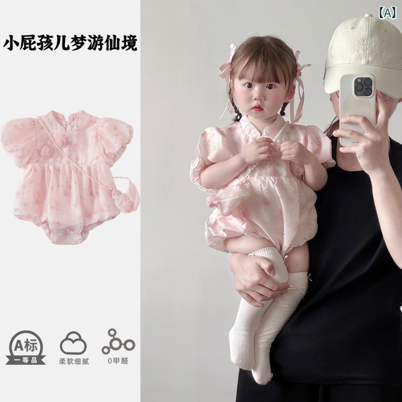 ベビー かわいい ドレス 女の 赤ちゃんの ジャンプスーツ 夏服 スタイリッシュな ベビー 服 夏の 満月 100日 プリンセス 幼児の