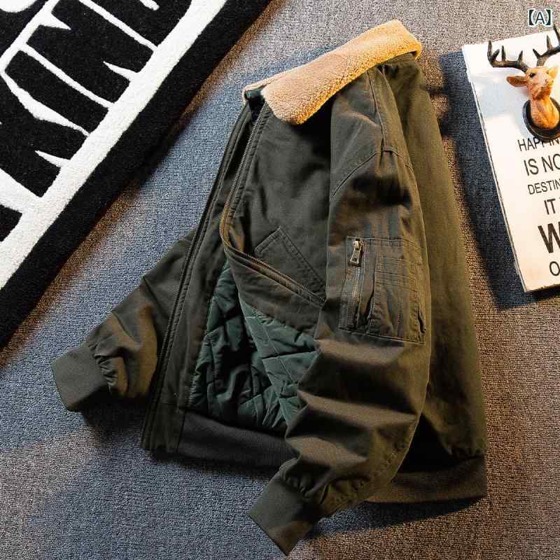 ma1 ボンバー ジャケット HPCP アメリカン ワークウェア ベースボール ジャケット メンズ 秋冬用 厚手 フリース 裏地 ボン バー 冬用 コート。