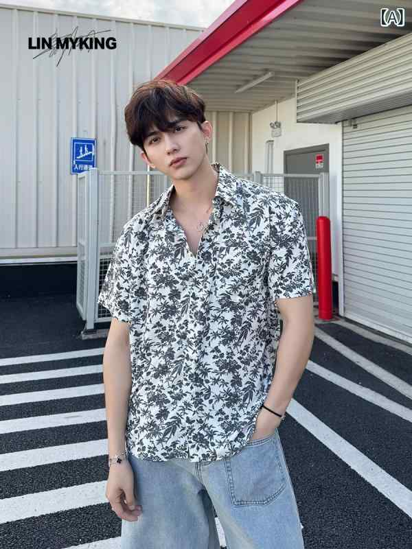 アロハ ハワイアン シャツ LIN MYKING ハワイアン ホリデー スタイル レトロ ゆったり 花柄 半袖 シャツ 夏用 高級 メンズ
