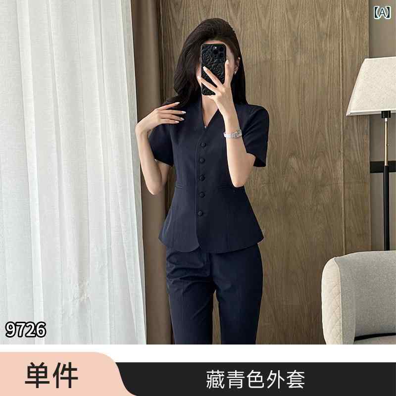 ユニフォーム エステ 美容 女性用 半袖 スーツ 2025夏用 プロ ジュエリーショップ フロント デスク フォーマル ビューティーサロン 作業着