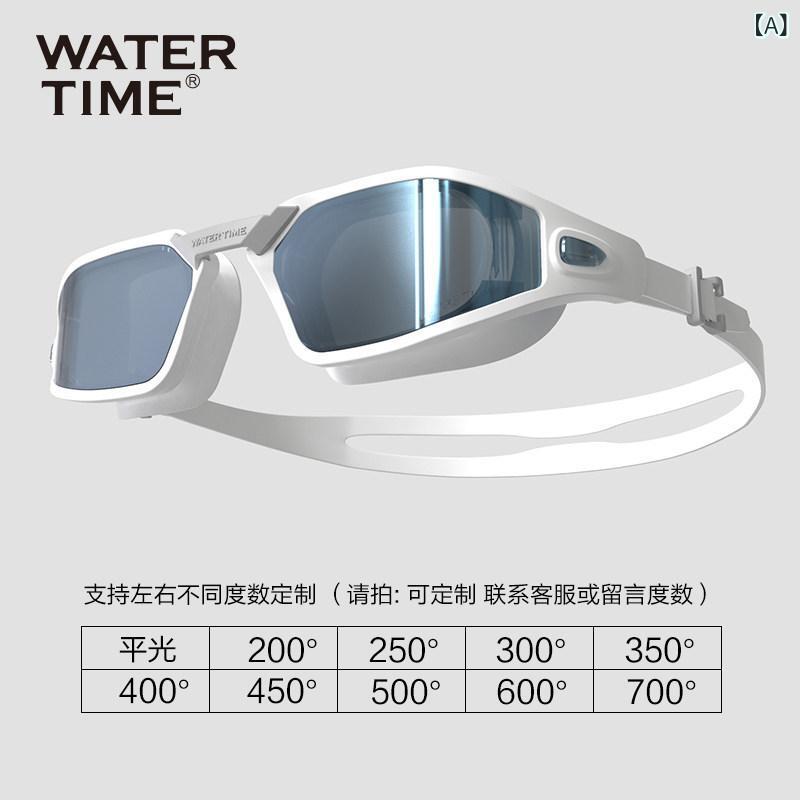 スイミング ゴーグル メンズ WaterTime 水泳 ゴーグル HD 防水 防 曇 近視 コーティング 大型 フレーム メンズ レディース キャップ セット 機器