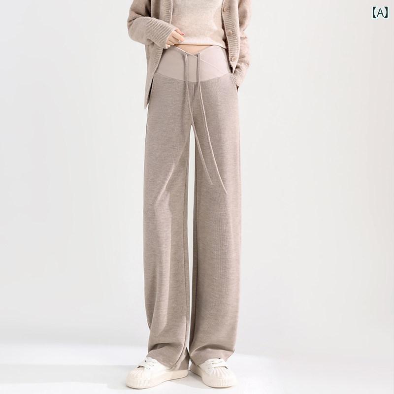 レディース　パンツ　スウェット　 マ オレ ン 妊婦 パンツ 2025 春秋 カジュアル ワイド レッグ 春 スタイル アウター モップ ドレープ 裏起毛 厚手