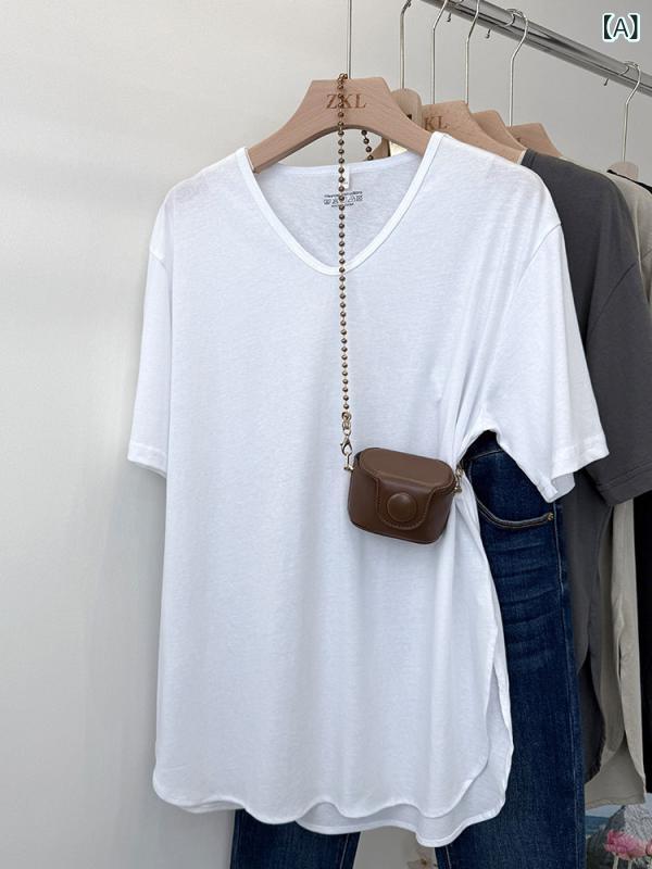 ベーシック トップス レディース サーティーン ラ レディース Vネック ラージ エディション Tシャツ 2025夏 スタイル シンプル カジュアル 薄手 トップス