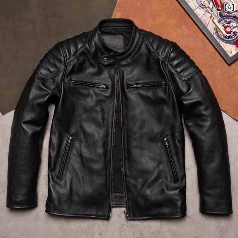 メンズ ライダース 今季 ライダージャケット メンズ 厚手 トップ グレーン 牛革 革 ジャケット モーター サイクルウェア スタンドカラー 春秋用の 大きめ サイズ レザージャケット カジュアル サイクルウェア。｜サポートシェアグローバル