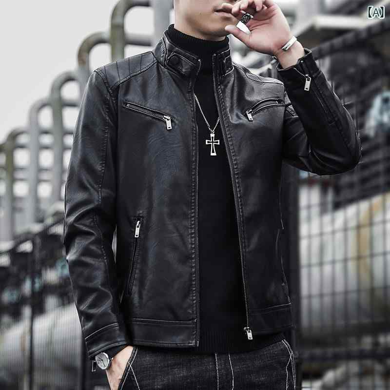 メンズ ライダース 今季 ライダージャケット メンズ スタンドカラー レザージャケット 2025 春秋 トップス メンズウェア フリース 裏地 付き 厚手 冬用 ワークウェア コート