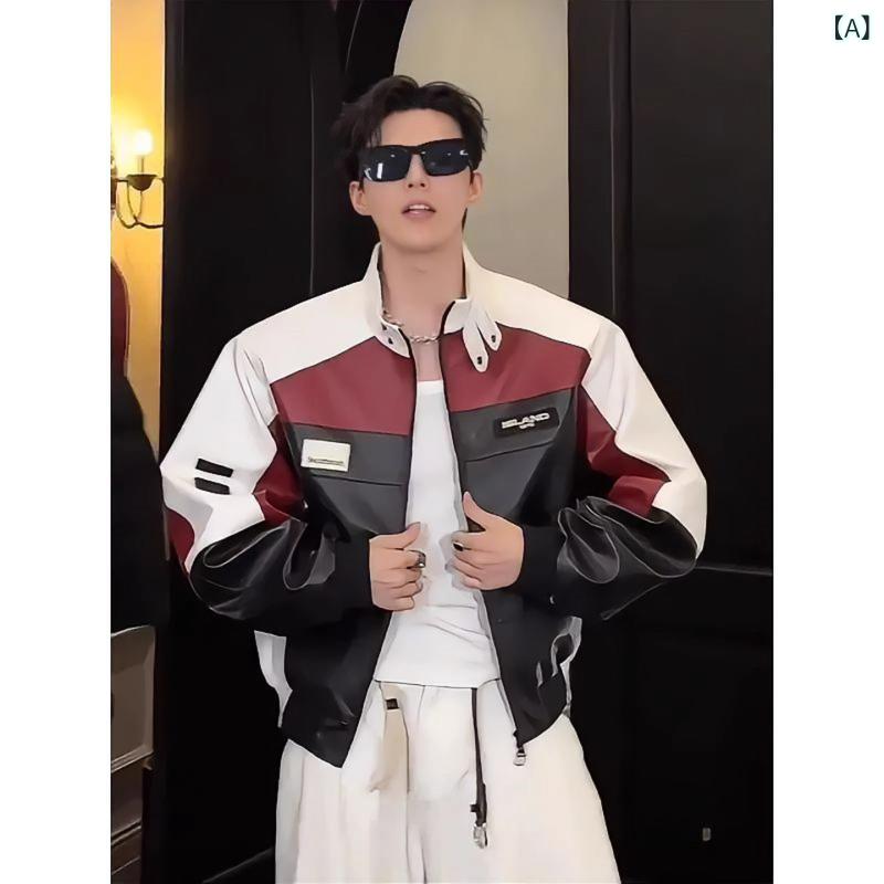 メンズ ライダース 今季 馬乗り上衣 成人男性用 アメリカン 色合い 差しつかえる PU なめし革 上衣 特殊な 遊撃手 原動機 循環過程 表現スタイル ライディング 背広 一ころ 背広。