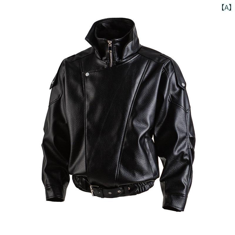 メンズ ライダース 今季 ライダージャケット アメリカン レトロ 秋冬 レザージャケット ユニセックスの モーター サイクル ワークウェア スタイル スタンドカラー ゆったり フィット 感 ショート カップル ジャケット 。｜サポートシェアグローバル