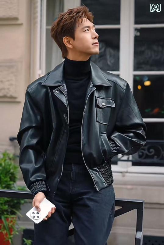 メンズ ライダース 今季 ライダージャケット 李 仙同 型 レザージャケット メンズ 2025 新型 レトロ アメリカン スタイル カジュアル PU バイク コート｜サポートシェアグローバル