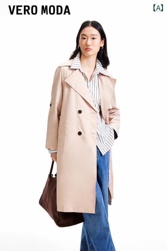 カーキ　コート　レディース Vero Moda アウトレット ウィンドブレーカー 初秋 エレガント イン スタイル レトロ ダブルブレスト ジャケット コート レディース