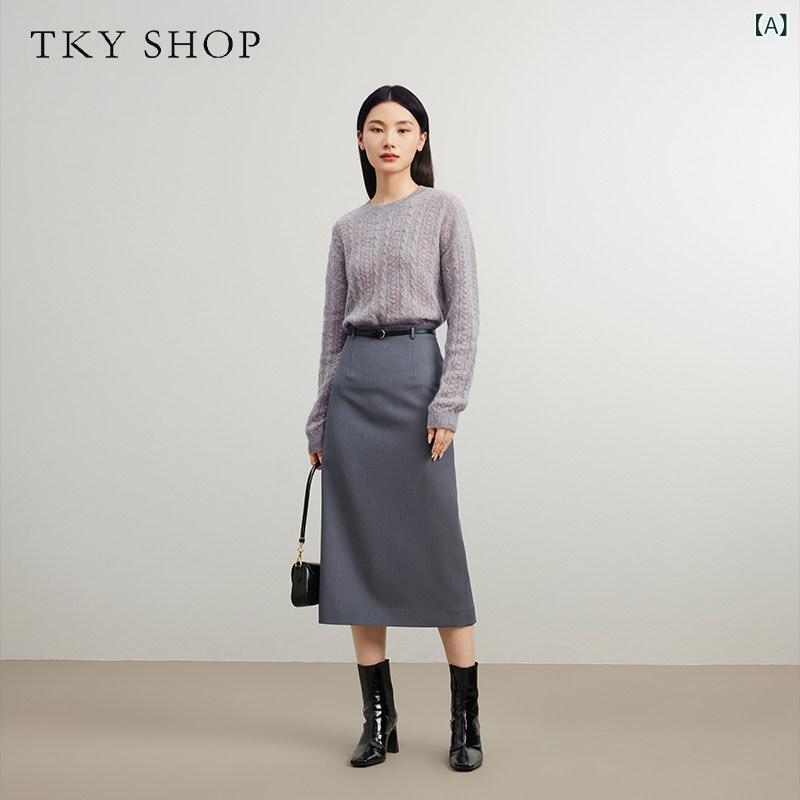レディース 編み物 スウェーター TKY SHOPの100%製のファッションラウンドネックセーターは冬です。 なのツイストフラワーニットセーター。