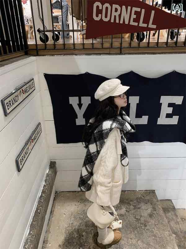 レディース ニット セーター 1Z1ZGUN北海道の愛の手紙 ウールフード刺繍ニットセーター女性用コート