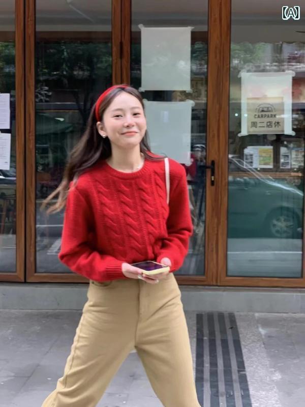 韓国で23年秋冬レディースハイネック刺繍装飾の厚手カシミヤセーターピーターパン襟のニットインナー。｜サポートシェアグローバル