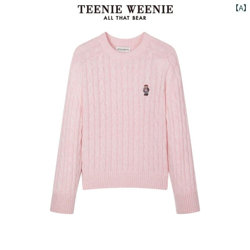 レディース 編み物 スウェーター TeenieWeenieの赤ちゃん用たわい無いくまの御姉さん向け分かりやすい冬服。毛糸混紡でツィード柄の行動様式が入ったな編みスウェーター。