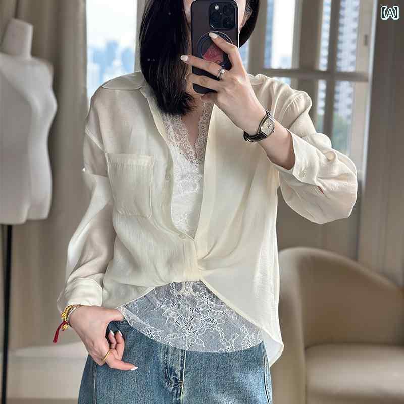 レディース 御召しもの 今めかしい JanZhang 色っぽいで 雅びやかな 背広 背広 肌に 愛想のいい スピード競技 プルオーバー 亭主もち 春  通い 長袖 トップス