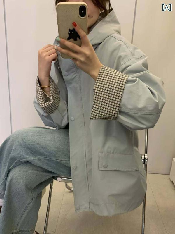 パーカー 山岳 アウトドア 2025年の今めかしいなパッチワーク風フロントジップアップジャケット成人女性向け春のです。ガーリーグリッド柄で韓国で小っちゃいな成人女性におすすめ。アウトドアや心地好い厚地の外套として至適です。