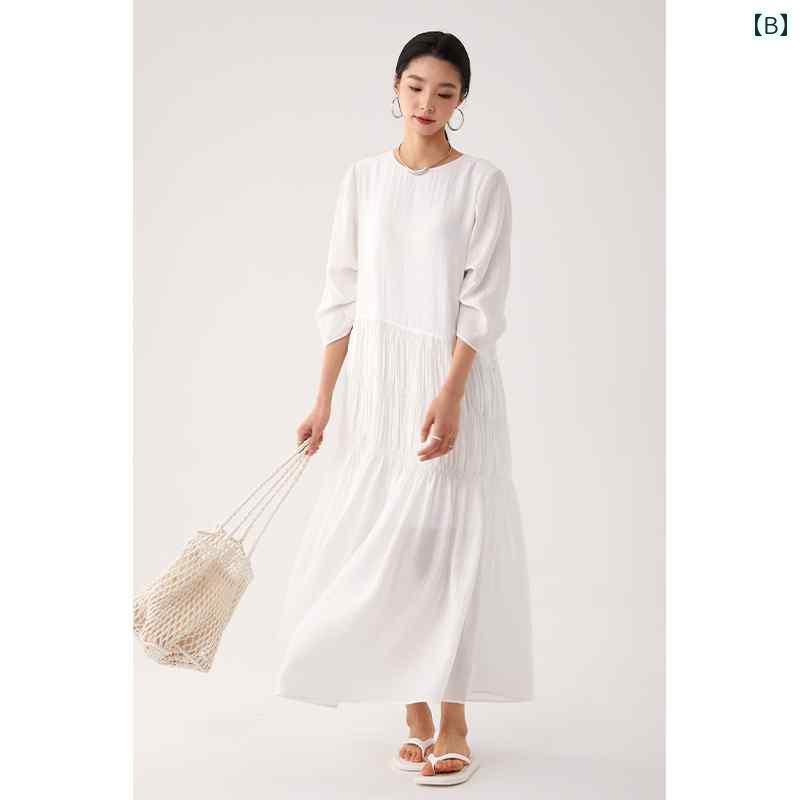 ワンピース ドレス レディース CR 婦人服 2024 春夏 秋 ホワイト ワンピース ロング スタイル 美麗 海辺の 休暇 ハイエンド ロング ワンピース 6,589円
