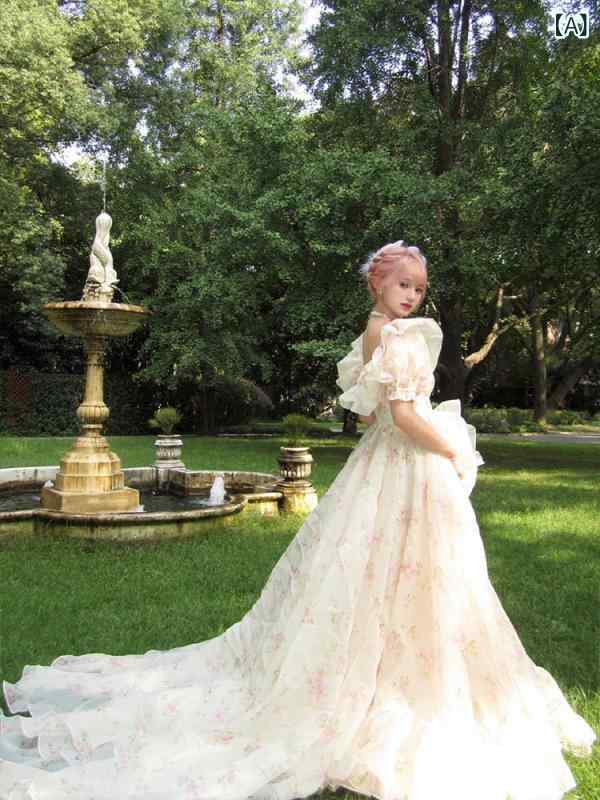 ワンピース ドレス レディース 誕生日 ドレス 成人 式 ロングテール 女性 フレンチ ノー ヒット スタイル ランナウェイ プリンセス フェアリー チュチュ スカート