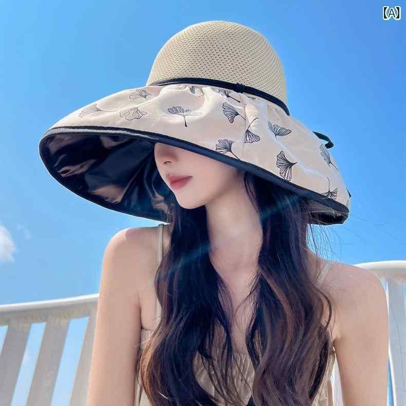 帽子 レディース サンハット 女性用 サンハット 2025 夏用 日焼け防止 顔 保護 UV つばの 大きい 漁師 帽子