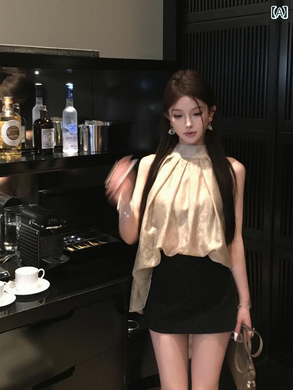 レディース トップス ホルターネック レディース トップス ホルターネック JAYKY YANG 煙と 夕暮れ チャイナ風 ホルターネック スタンドカラー 仙 女 情 肩 出し トップス レディース|サポートシェアグローバル