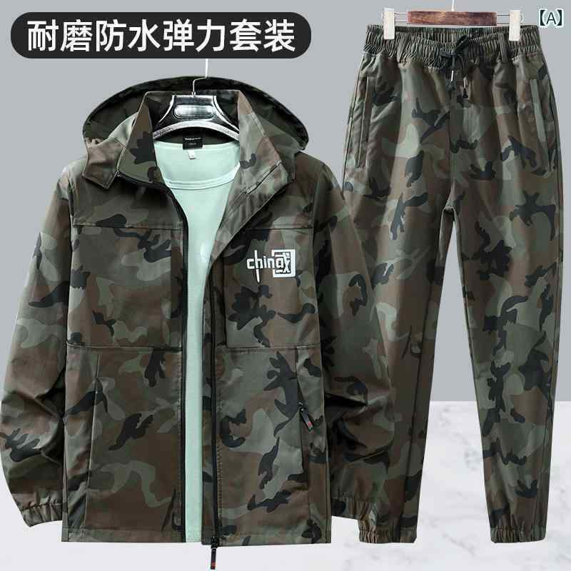 作業着 セット 作業着 セット 男性用 迷彩 服 建設 現場用の 丈夫で 耐摩耗 裂性 作業 春秋用の 伸縮性 労働 保護 服