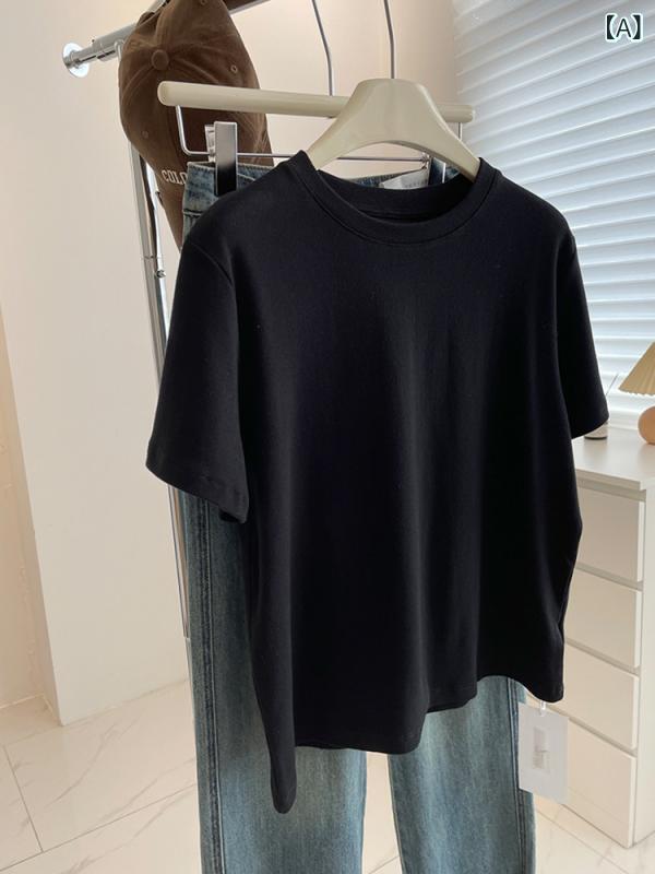 Tシャツ　ゆったり　インナー 200 ジン 大きいサイズ シンプルで きれいな 綿 ゆったり 半袖 トップス レディース 春夏 スリム 太った 女の子 Tシャツを カバー する