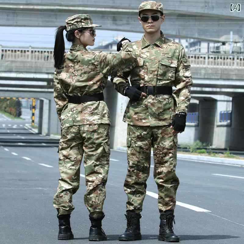 作業服　セット　上下 男性用 軍事 訓練用 迷彩 スーツ フル セット 帯電 防止 ソフト 耐摩耗 労働 保護 作業着 女性用 屋外 インストラクター 訓練 服