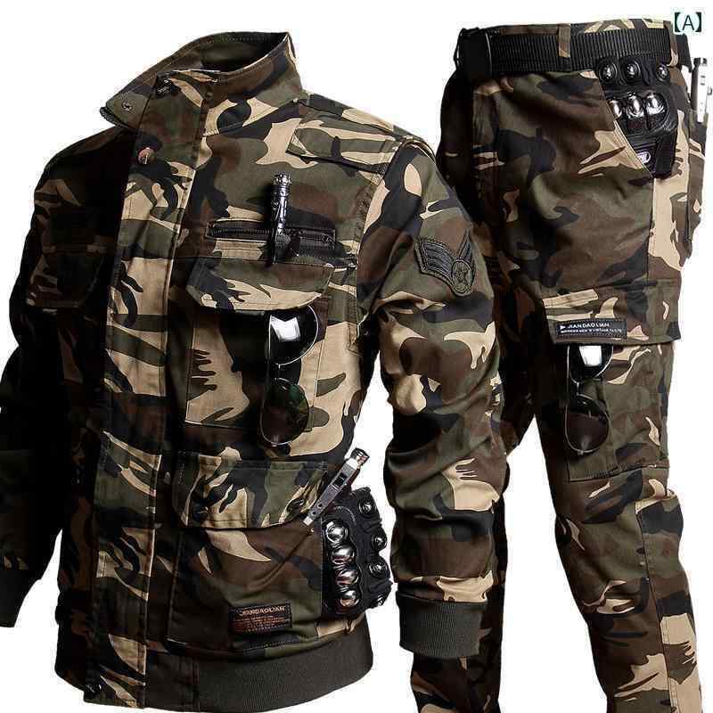やり方服 仕掛ける 上下 2024年 新型 風変わり 軍事部隊高 品等 偽装 服 肉体労働 保護すること やり方 成人男性 秋冬  ベージュ 背広