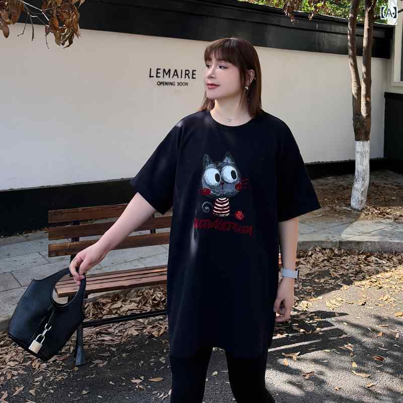 レディース　Tシャツ　半袖 Xincenzhen 大きめ サイズ レディース プリント 厚手 半袖 Tシャツ 2025 春 太め mm ゆったり 年齢を 減らせる トップス 5,538円
