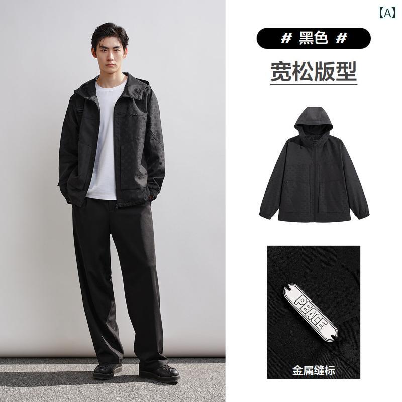 アウター メンズ 上衣 アノラック 天下太平 小鳥 メンズ うす暗い 行動様式 ジャカード ボンネット付き添い人 上衣 2025 春 アウトドア 余暇 フィッシングウェア 流行り物 *