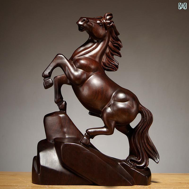 ホビー　雑貨　装飾品 黒檀の 馬の 彫刻 装飾品 無垢材の 馬 成功の 家の リビング ルームの 装飾 開店 祝いの 贈り物