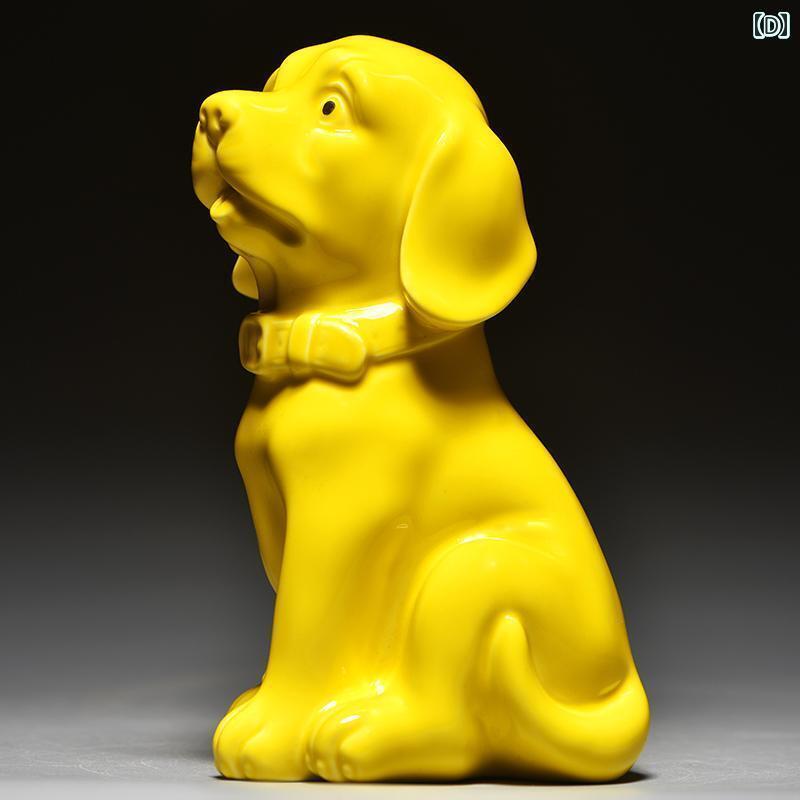 ホビー 雑貨 装飾品 黄色の 陶器の 犬の 飾り かわいい 干支の 子犬の 繁栄の 富 リビング ルーム 家の コーナーの 装飾|サポートシェアグローバル