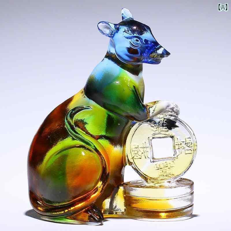 ホビー　雑貨　装飾品 ガラスの ネズミ 牛 虎 兎 龍 蛇 馬 羊 鶏 犬 豚 十二支の 動物 クリスタルの フル セット