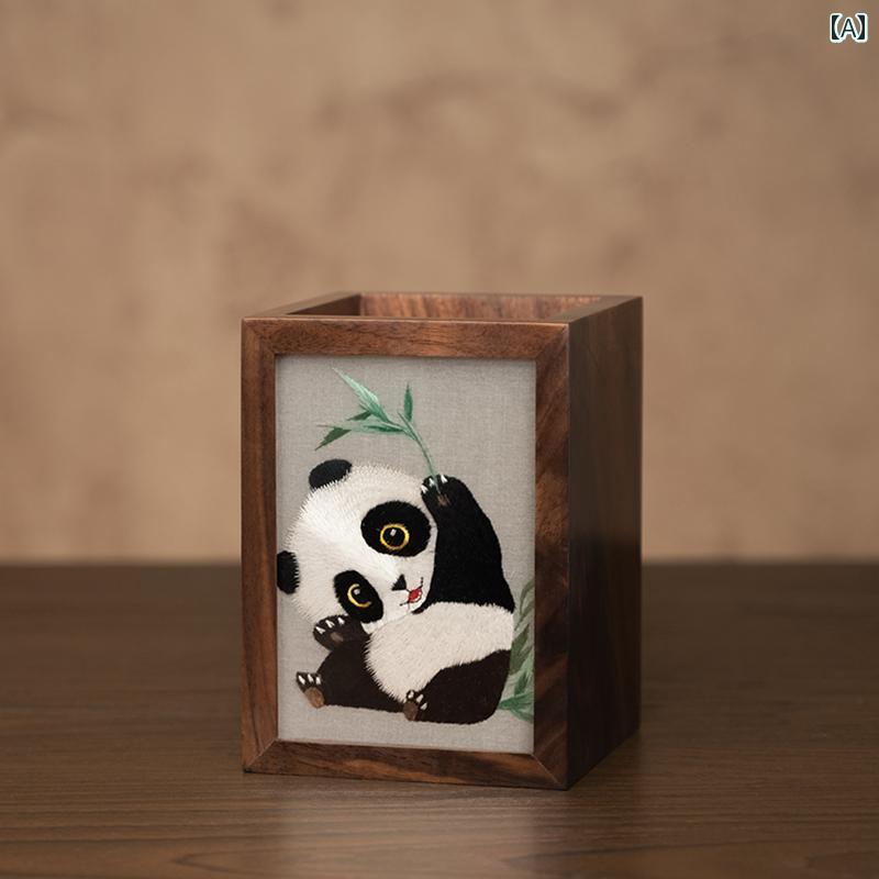 雑貨　装飾品　 蘇 州 刺繍 ペンホルダー チャイナ風 勉強 部屋の 装飾の 教師や 友人への 文化的で 創造的な お土産