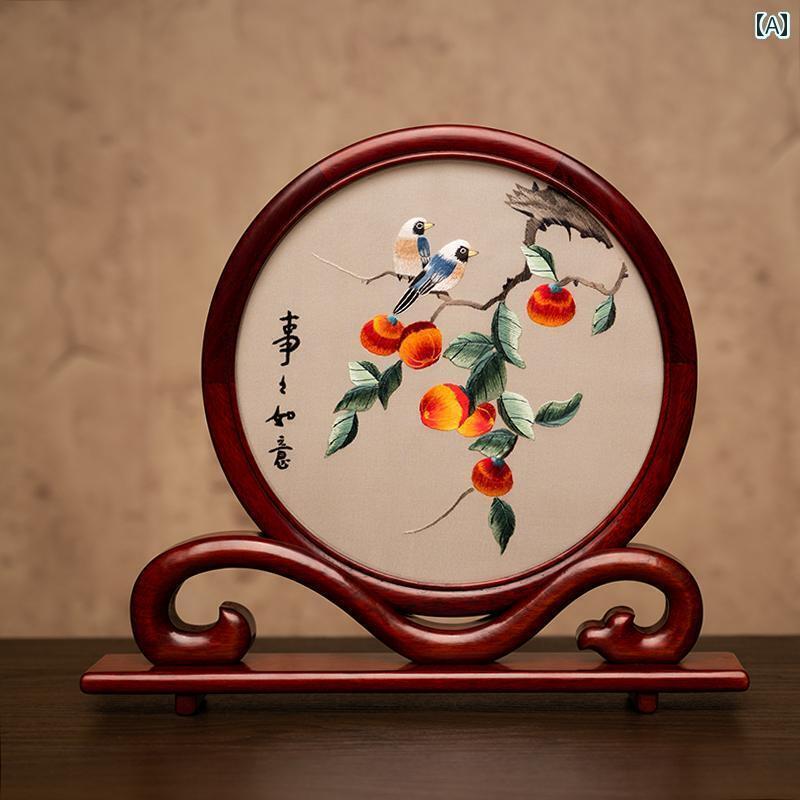 雑貨 装飾品 蘇 州 刺繍 装飾品 両面 新 チャイナ風 装飾 テーブル スクリーン デスク トップ アメリカン スタイル ビジネス ギフト|サポートシェアグローバル